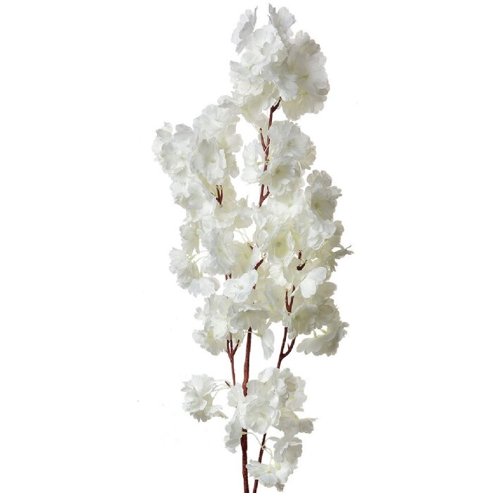 Clayre & Eef 5PL0118W Decorațiune ramură cu flori alb 24x8x100 cm