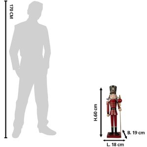 Clayre & Eef 5Y1259 Dekofigur Soldat Rot Gold Metall 18x19x60 cm