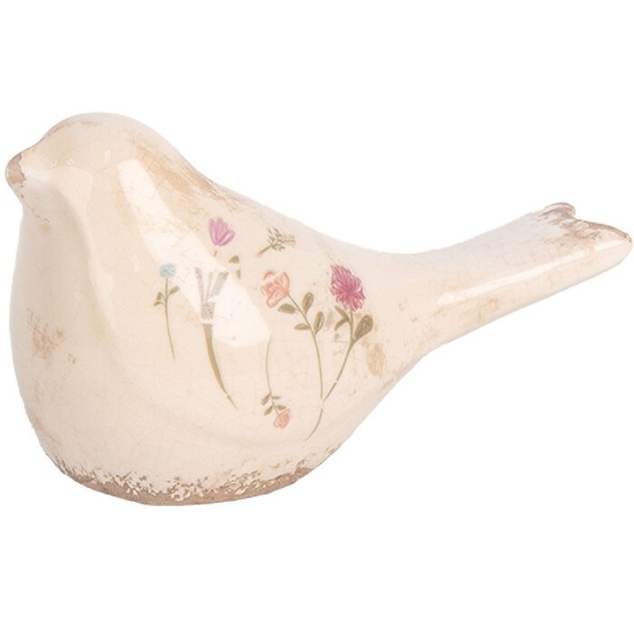 Clayre & Eef 6CE1952S Dekoration Vogel Rosa Beige 16x7x9 cm Keramik