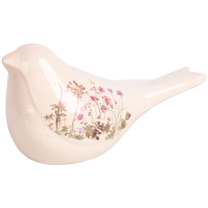 Clayre & Eef 6CE1953M Decorațiune Pasăre Ceramică Bej Roz 22x9x12 cm