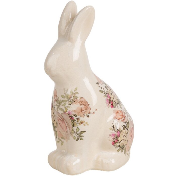 Clayre & Eef 6CE1956M Deko Kaninchen Keramik 13x10x21 cm Landhausstil Rosa