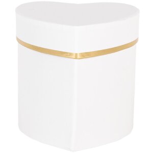 Clayre & Eef 66024W Geschenkbox Herzform Weiß Gold 10x10x10 cm