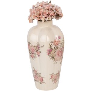 Clayre & Eef 6CE1963M Vase Ø 21x34 cm Beige Rosa Keramik Landhausstil