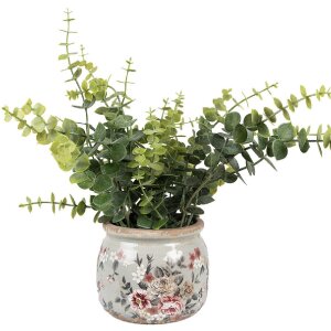 Clayre & Eef 6CE1964S Blumentopf Grau Rosa Ø 12x10 cm Landhausstil