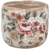 Clayre & Eef 6CE1966S Blumentopf Grau Rosa Ø 10x9 cm Landhausstil Keramik