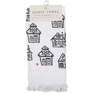 Clayre & Eef CTGBB Prosop de oaspeți alb negru bumbac stil de țară 40x66 cm