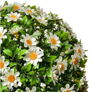 Clayre & Eef 6PL0324L Dekokugel Kunstblume Gänseblümchen Weiß Grün Ø 30 cm