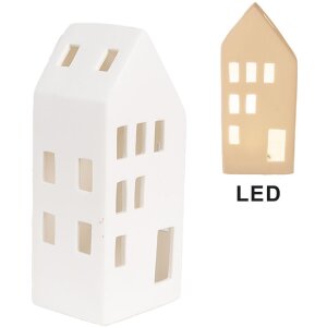 Clayre & Eef 6CE1793 Porzellan LED Haus 7x6x15 cm Weiß