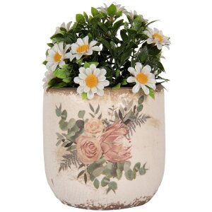 Clayre & Eef 6CE1981M Blumentopf Keramik Beige Rosa Ø 14x13 cm