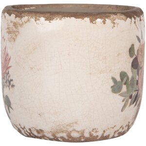 Clayre & Eef 6CE1981S Blumentopf Keramik Beige Rosa Ø 11x10 cm