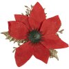 Clayre & Eef 65777 Weihnachtsdeko Blume Rot Gold Ø 14x5 cm
