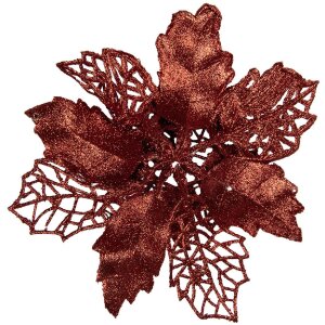 Clayre & Eef 65778R Weihnachtsdeko Blume Rot Ø 22x5 cm Kunststoff