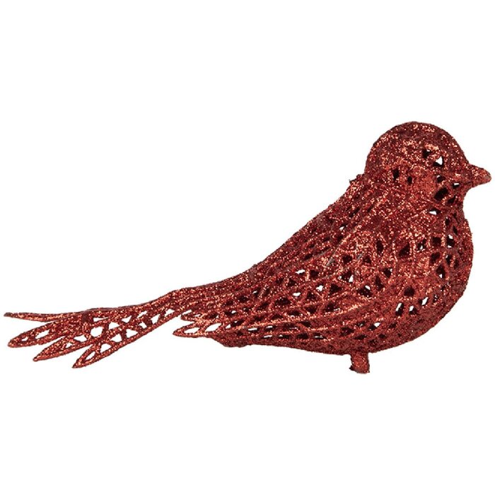 Clayre & Eef 65779 Dekoration Vogel Rot 16x6x6 cm Landhausstil