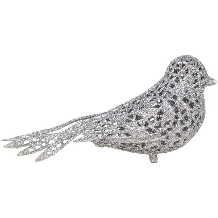 Clayre & Eef 65780 Dekoration Vogel Silberfarbig 16x6x6 cm