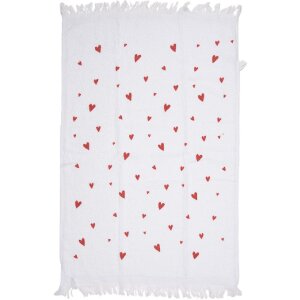 Clayre & Eef CTFAS-1 prosop pentru oaspeți alb roșu motive de inimă 40x66 cm 100% bumbac