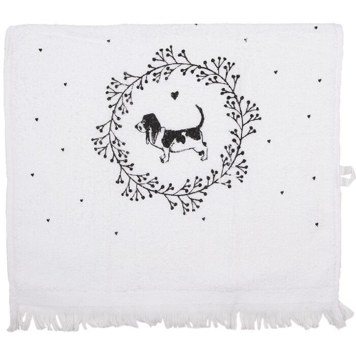 Clayre & Eef CTLGD-2 Prosop pentru oaspeți alb negru 40x66 cm 100 % bumbac