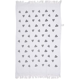Clayre & Eef CTLHS Prosop pentru oaspeți 40x66 cm Alb Negru cu inimi Bumbac