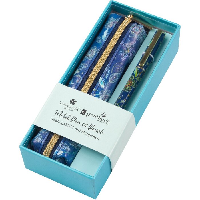 Goldbuch Set lieblingsSTIFT & Mäppchen Natures Melody Blue Geschenkbox