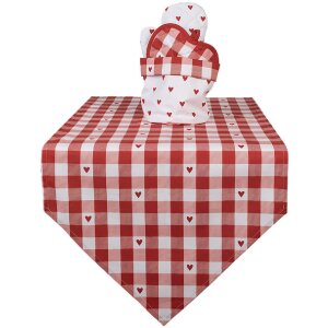 Clayre & Eef LVT50 Brotkörbchen Herzmuster Rot Weiß Ø 15x16 cm