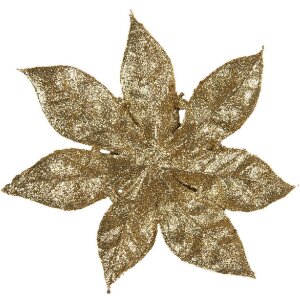 Clayre & Eef 65782 Weihnachtsdeko Blume Goldfarbig...