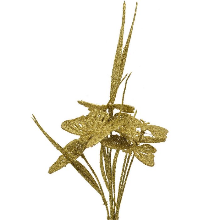 Clayre & Eef 65804 Dekoration Zweig Schmetterlinge Gold 13x9x32 cm