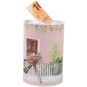 Clayre & Eef 6BL0155 Spardose Rosa Retro Ø 10x15 cm