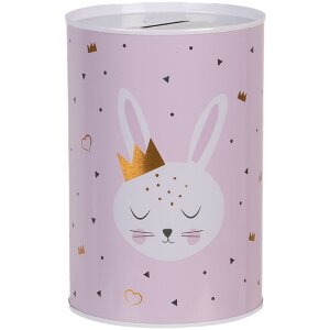 Clayre & Eef 6BL0164 Spardose Rosa Hase Ø 10x15 cm