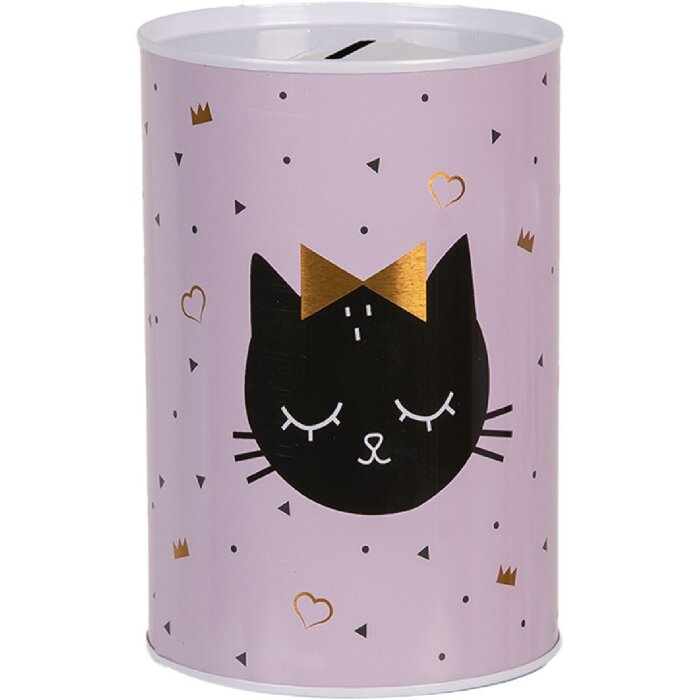 Clayre & Eef 6BL0166 Cutie de bani Pink Cat Ø 10x15 cm