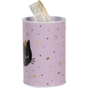 Clayre & Eef 6BL0166 Cutie de bani Pink Cat Ø 10x15 cm