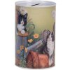 Clayre & Eef 6BL0168 Spardose Katzenmotiv Ø 8x13 cm Landhausstil