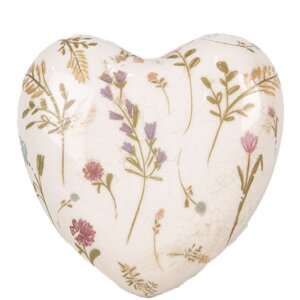 Clayre & Eef 6CE1917 Deko Herz Keramik Beige Rosa...