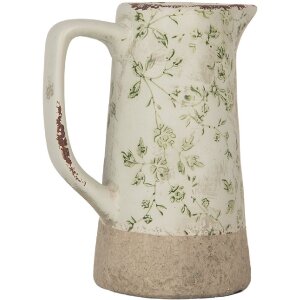 Clayre & Eef 6CE1924M Dekokrug Keramik Grün Beige 16x11x20 cm Landhausstil