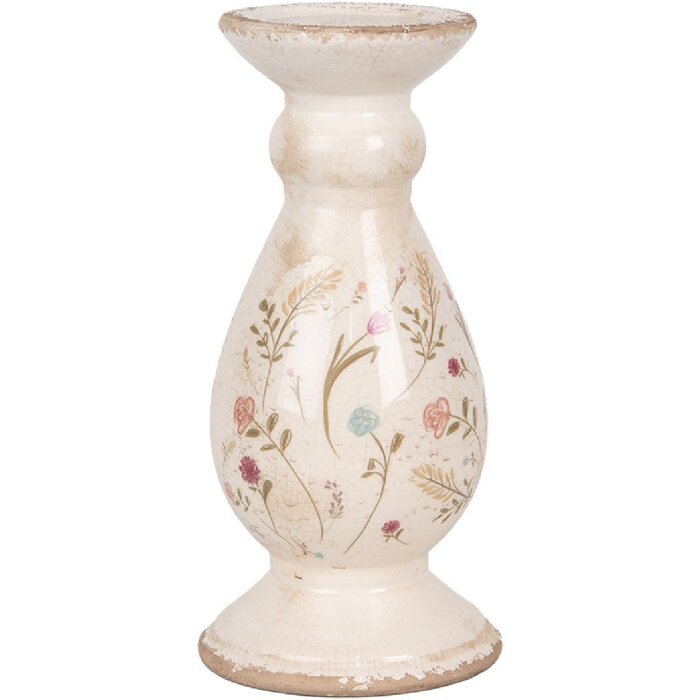 Clayre & Eef 6CE1945M Kerzenständer Keramik Beige Rosa Ø 12x26 cm