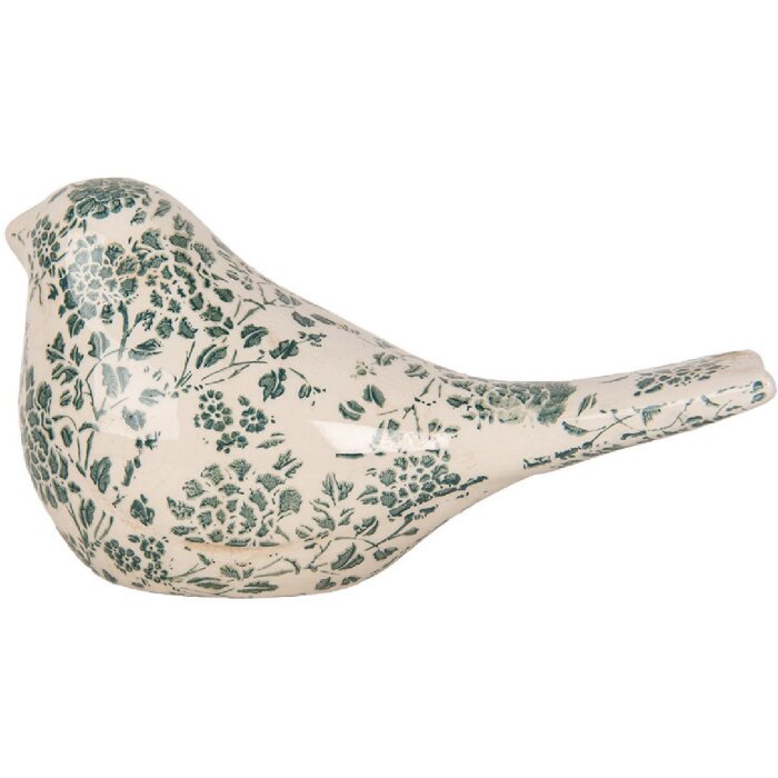 Clayre & Eef 6CE1950L Decorațiune pasăre bej verde 25x10x13 cm
