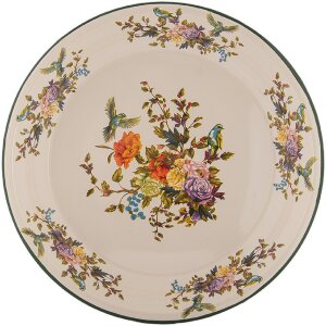 Clayre & Eef 6EM0006 Dekoration Teller Emaille Beige Grün Ø 30 cm