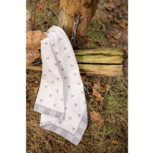 Clayre & Eef LVT42-1G Prosop de bucătărie bej gri model inimă 50x70 cm