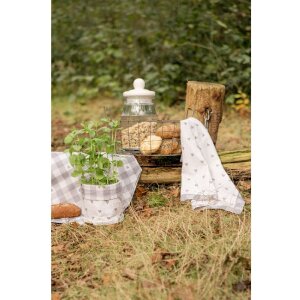 Clayre & Eef LVT42-1G Prosop de bucătărie bej gri model inimă 50x70 cm