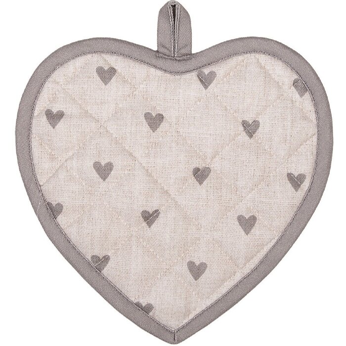 Clayre & Eef LVT45G Potholder în formă de inimă bej gri 20x20 cm