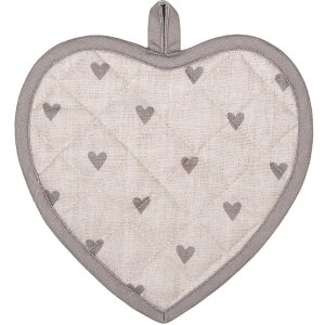 Clayre & Eef LVT45G Potholder în formă de inimă bej gri 20x20 cm