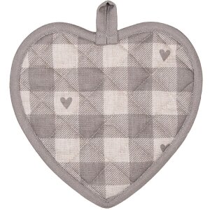 Clayre & Eef LVT45G Potholder în formă de inimă bej gri 20x20 cm