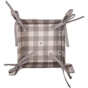 Clayre & Eef LVT47G Brotkorb Beige Grau Baumwolle...