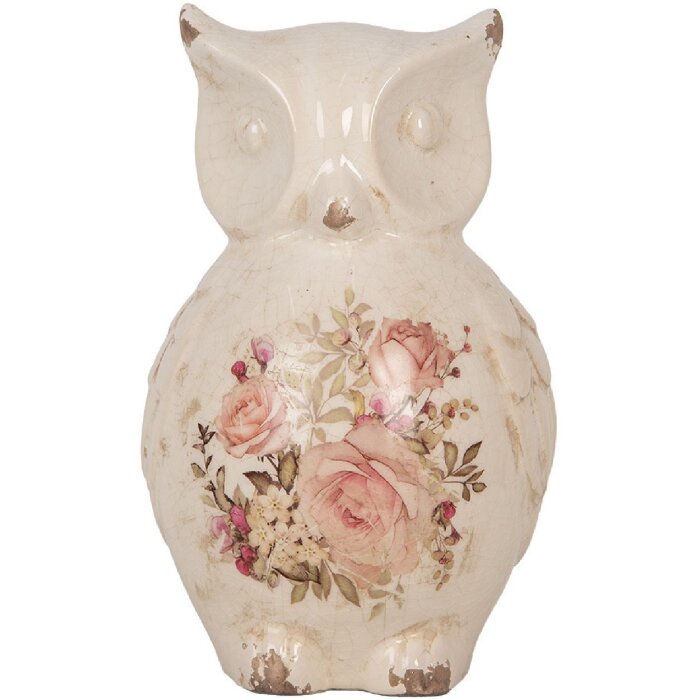 Clayre & Eef 6CE1961L Bufniță decorativă Ceramică bej roz 13x12x22 cm