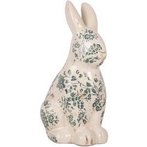 Clayre & Eef 6CE1955L Deko Kaninchen Keramik Beige Grün 16x12x28 cm
