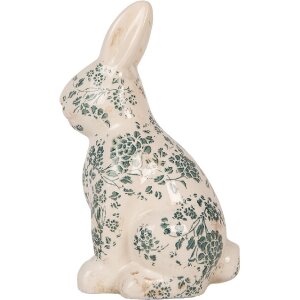 Clayre & Eef 6CE1955L Deko Kaninchen Keramik Beige Grün 16x12x28 cm