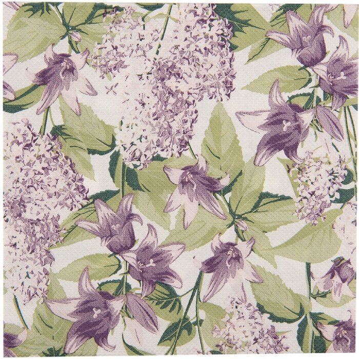 Clayre & Eef 73073 Șervețele de hârtie 33x33 cm alb violet model floral (20)