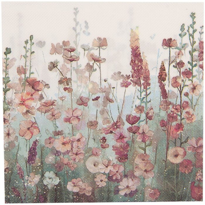 Clayre & Eef 73077 Șervețele de hârtie alb roz 33x33 cm 20 bucăți