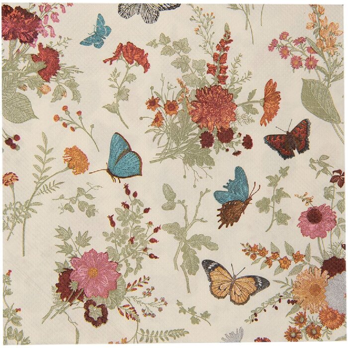 Clayre & Eef 73081 Șervețele de hârtie 33x33 cm Bej Roz Motive florale