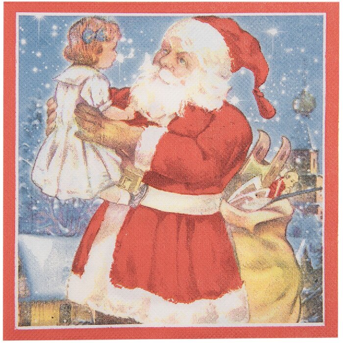 Clayre & Eef 73083 Șervețele de hârtie 33x33 cm Albastru Roșu Design nostalgic