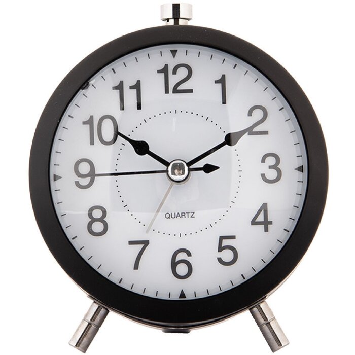 Clayre & Eef 6AC0033Z Ceas deșteptător analogic negru 10x7x12 cm Metal sticlă 1xAA