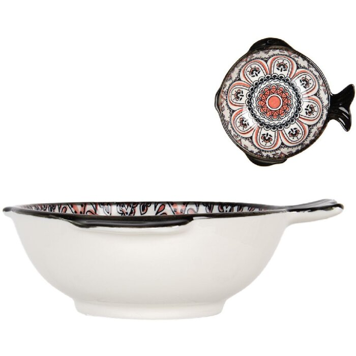 Clayre & Eef 6CEBO0076 Schale Weiß Schwarz 15x14x5 cm 200 ml
